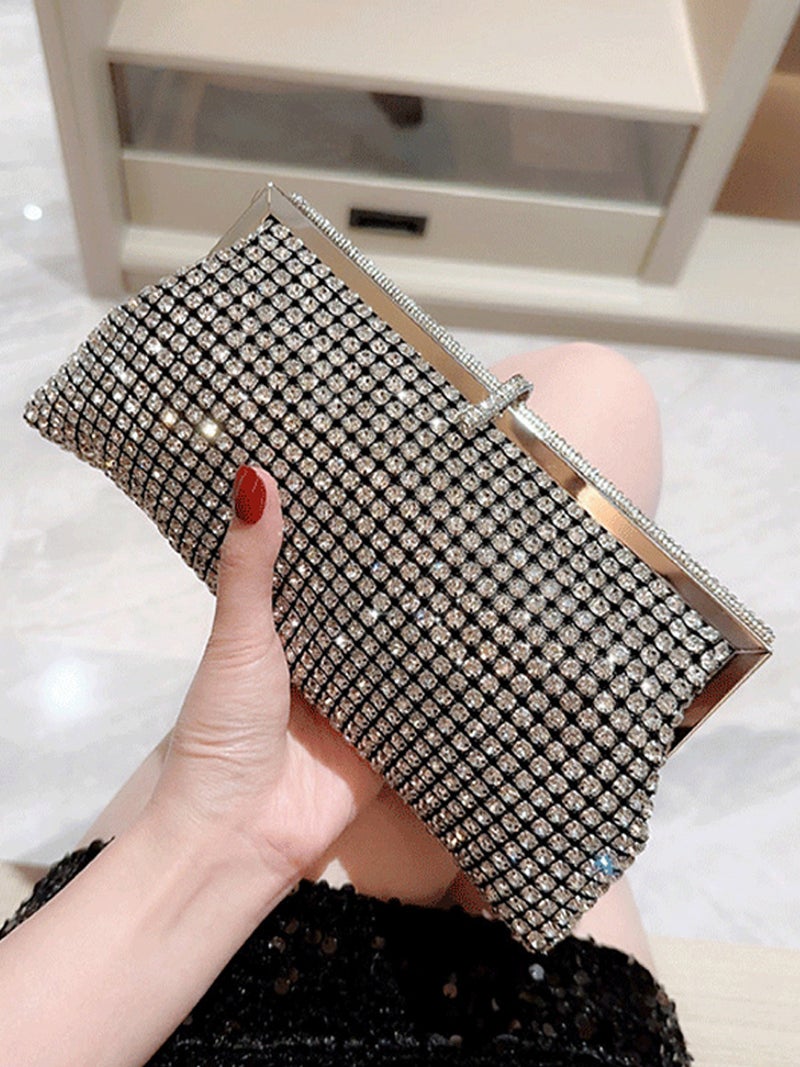 2024 Explosive Evening Bag Handmade Rhinestone Button Evening Bag Clutch Bag Banquet Bag Diamond-Encrusted Banquet Bag - Image 2