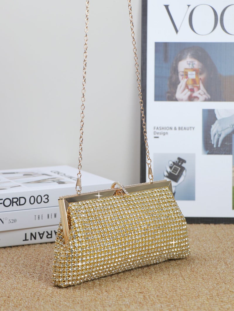 2024 Explosive Evening Bag Handmade Rhinestone Button Evening Bag Clutch Bag Banquet Bag Diamond-Encrusted Banquet Bag - Image 4