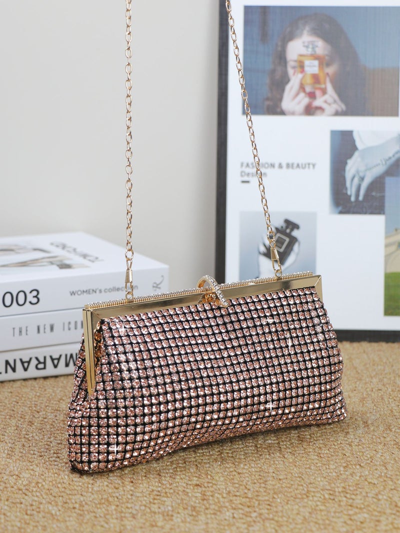 2024 Explosive Evening Bag Handmade Rhinestone Button Evening Bag Clutch Bag Banquet Bag Diamond-Encrusted Banquet Bag - Image 3