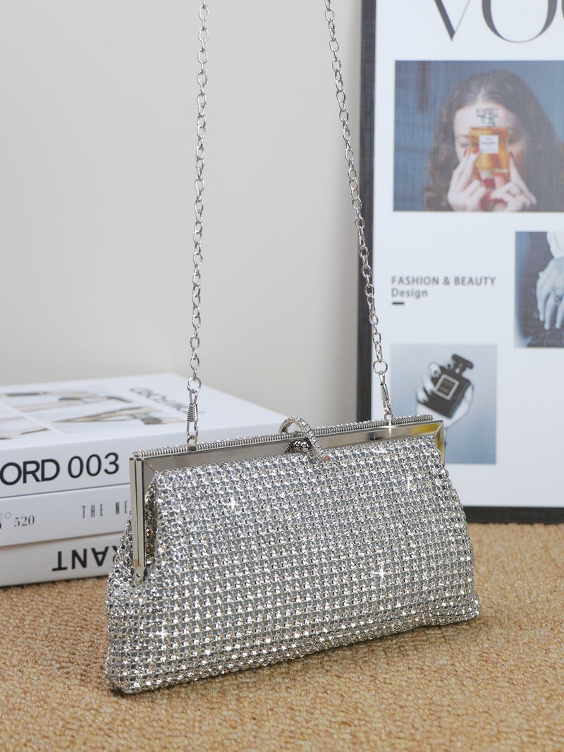 2024 Explosive Evening Bag Handmade Rhinestone Button Evening Bag Clutch Bag Banquet Bag Diamond-Encrusted Banquet Bag - Image 5
