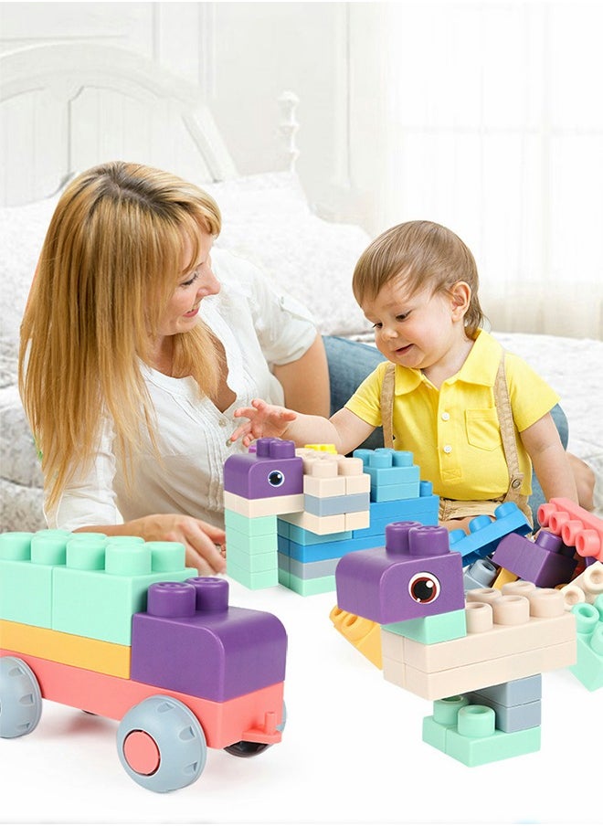 GROIC - 80PCS Soft Building Block Sets for Kids,Top STEM Building Blocks,Large Construction Block Toys for Toddler,Soft Rubber Building Block Early Educational Toy,Sensory Stacking Rock - Image 1