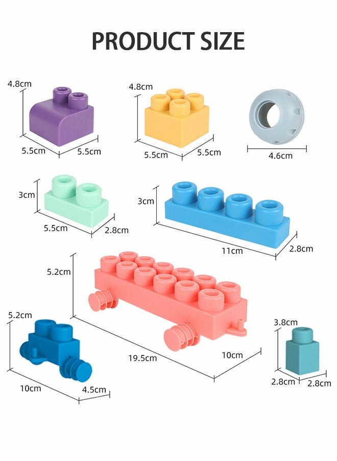 GROIC - 80PCS Soft Building Block Sets for Kids,Top STEM Building Blocks,Large Construction Block Toys for Toddler,Soft Rubber Building Block Early Educational Toy,Sensory Stacking Rock - Image 1