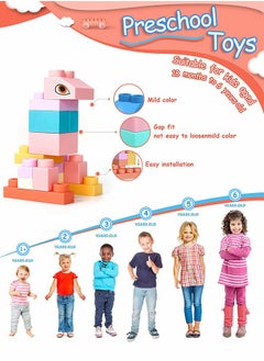 GROIC 80PCS Soft Building Block Sets for Kids,Top STEM Building Blocks,Large Construction Block Toys for Toddler,Soft Rubber Building Block Early Educational Toy,Sensory Stacking Rock  - Image 2