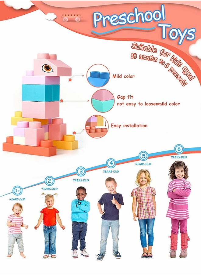 GROIC 80PCS Soft Building Block Sets for Kids,Top STEM Building Blocks,Large Construction Block Toys for Toddler,Soft Rubber Building Block Early Educational Toy,Sensory Stacking Rock  - Image 2