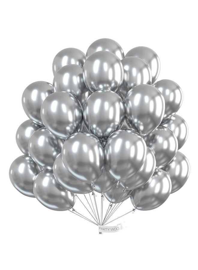 PartyWoo Metallic Silver Balloons 50 pcs 12 Inch Chrome Silver Latex Balloons for Graduation New Year Wedding Baby Shower Bachelorette Anniversary Birthday Party Decorations Silver-G102 - Image 1