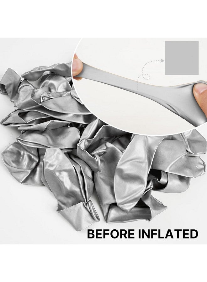 PartyWoo Metallic Silver Balloons 50 pcs 12 Inch Chrome Silver Latex Balloons for Graduation New Year Wedding Baby Shower Bachelorette Anniversary Birthday Party Decorations Silver-G102 - Image 3