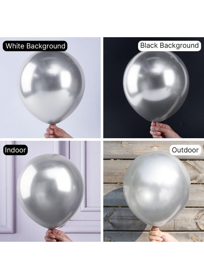 PartyWoo Metallic Silver Balloons 50 pcs 12 Inch Chrome Silver Latex Balloons for Graduation New Year Wedding Baby Shower Bachelorette Anniversary Birthday Party Decorations Silver-G102 - Image 2