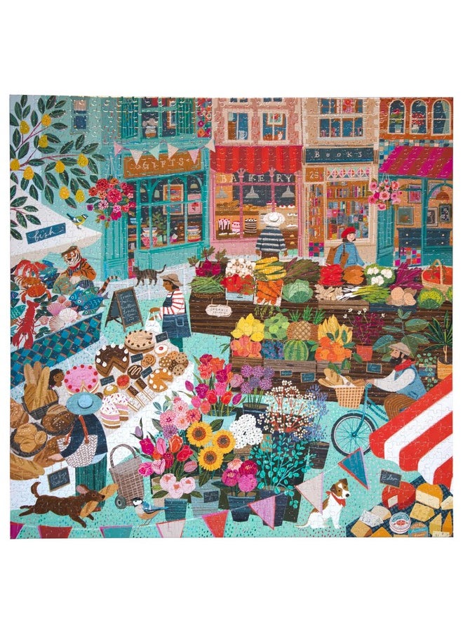 eeboo - Piece & Love: English Green Market - 1000 Piece Puzzle - Adult Square Jigsaw, 23X23, Includes Image Reference Insert, Pieces - Image 1
