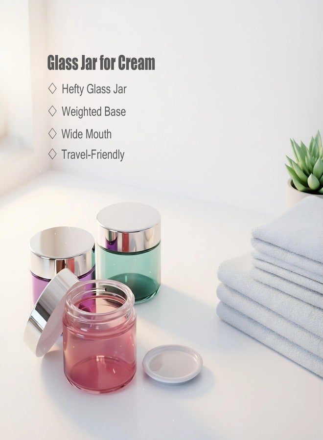 seafulee 3Pack 2oz Small Glass Jars with Lids, 2 oz Travel Jars with Inner Liners,2 Ounce Travel Containers for Toiletries Cosmetics Containers,Cream Lotion,Body Scrub (3 Pack (2oz)) - Image 3