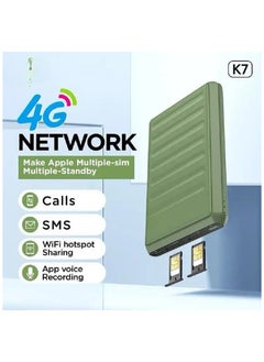 Non-PTA Dual Sim Dual Standby Adapter K7 - Call/SMS/Data Sharing for iPhone 5 to 15 Pro Max, iPod Touch, iPad - Dual SIM Functionality for Unlocked Devices