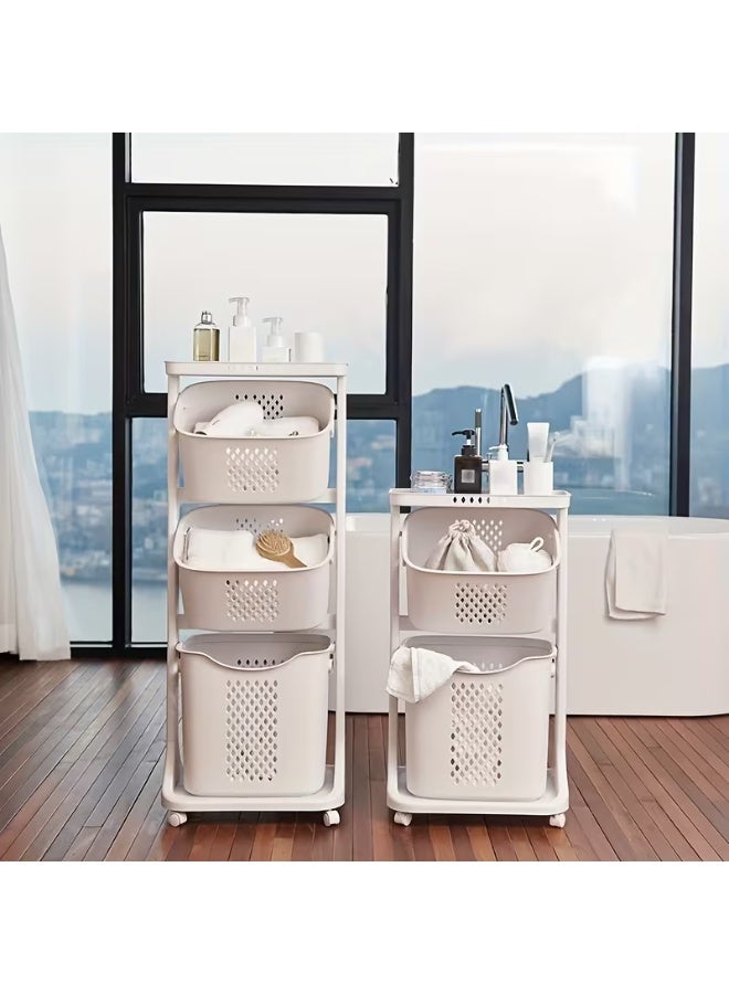 DubaiGallery Portable Laundry Trolley with Two Large Removable Baskets, Ventilated Breathable Design, Heavy-Duty Base, and Smooth 360° Wheels for Convenient Sorting, Moving, and Storing Clothes and Household Items Anywhere in Your Home - Image 2