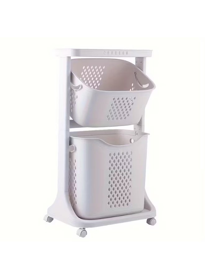 DubaiGallery Portable Laundry Trolley with Two Large Removable Baskets, Ventilated Breathable Design, Heavy-Duty Base, and Smooth 360° Wheels for Convenient Sorting, Moving, and Storing Clothes and Household Items Anywhere in Your Home - Image 1