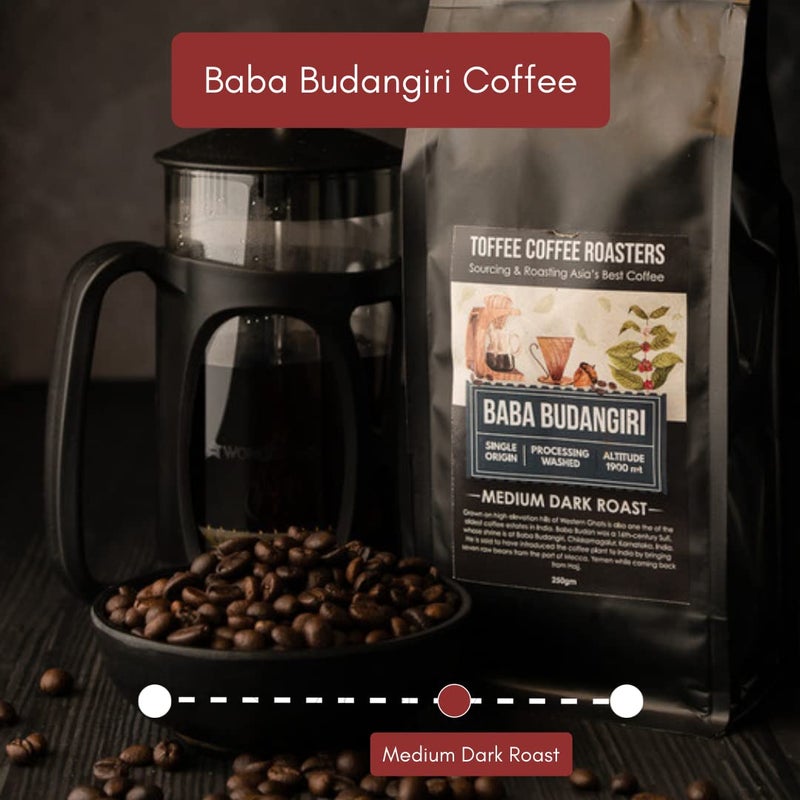Toffee Coffee Roasters | Baba Budangiri Coffee | Medium Dark Roast Coffee | Size: 250 gm | Freshly Roasted Coffee | Grind: Cold Brew | Coffee Notes: Toasted Nuts, Earthy and Dark Chocolate Notes - Image 2
