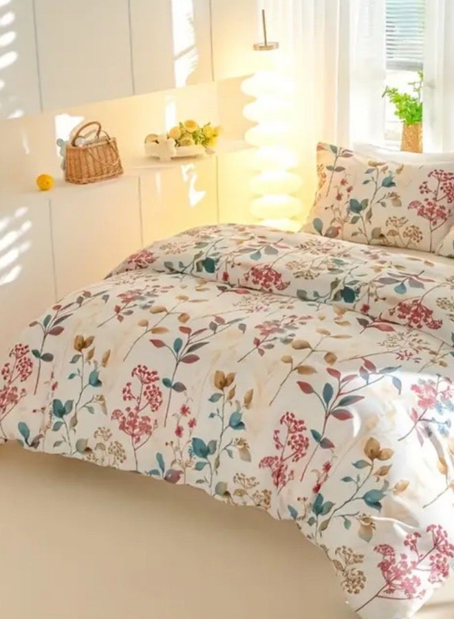 LUNA Home King size 6-piece botanical red floral style duvet cover set. - Image 2