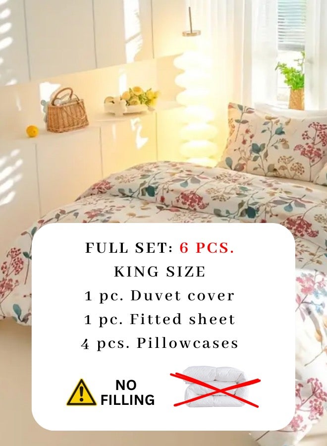 LUNA Home King size 6-piece botanical red floral style duvet cover set. - Image 3