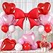 Vibzox Red Bow Foil BalloonsPink Red Heart Foil Balloons and Bow Print Balloons for Women Birthday Baby Shower Valentines Day Party Decorations - Image 2