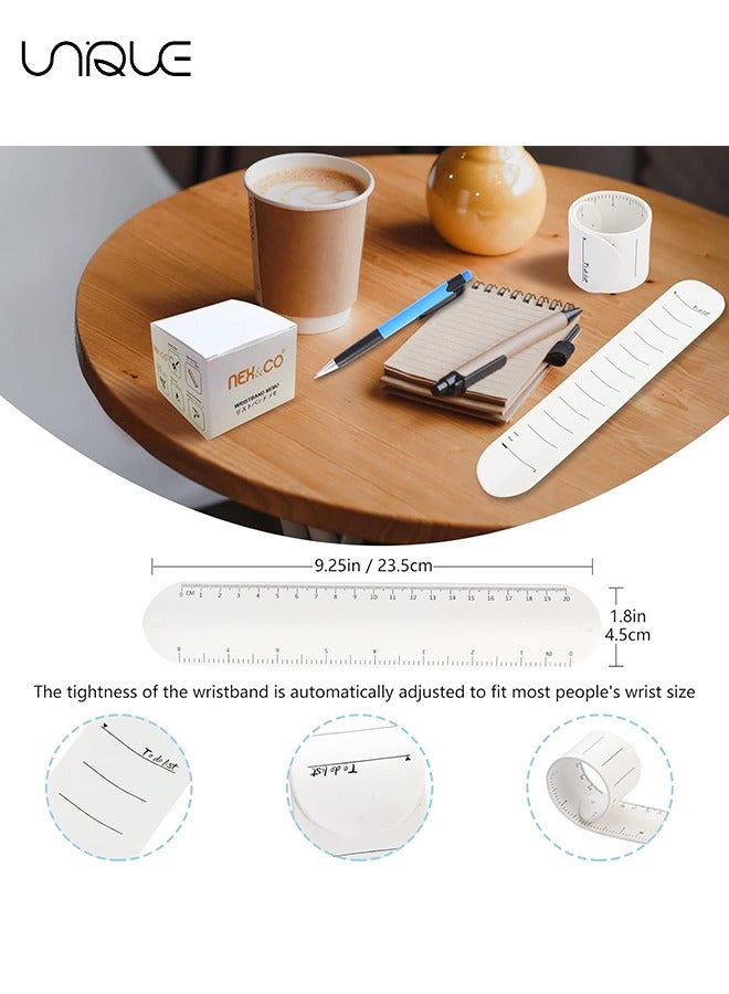 Unique 2 PCS Wearable Nurse Notepad Wristbands,Silicone Reminder Bracelet Write On Memo, Dry Erase Slap Sticky Notes w/ Ruler, Gifts for ADHD, Dementia, Vet Techs, (White) - Image 2