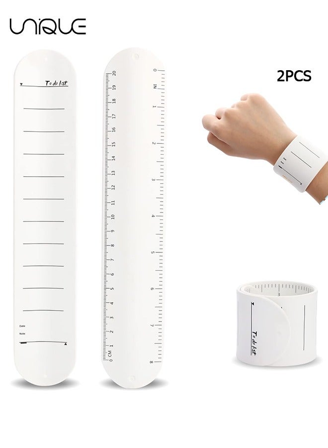 Unique 2 PCS Wearable Nurse Notepad Wristbands,Silicone Reminder Bracelet Write On Memo, Dry Erase Slap Sticky Notes w/ Ruler, Gifts for ADHD, Dementia, Vet Techs, (White) - Image 1