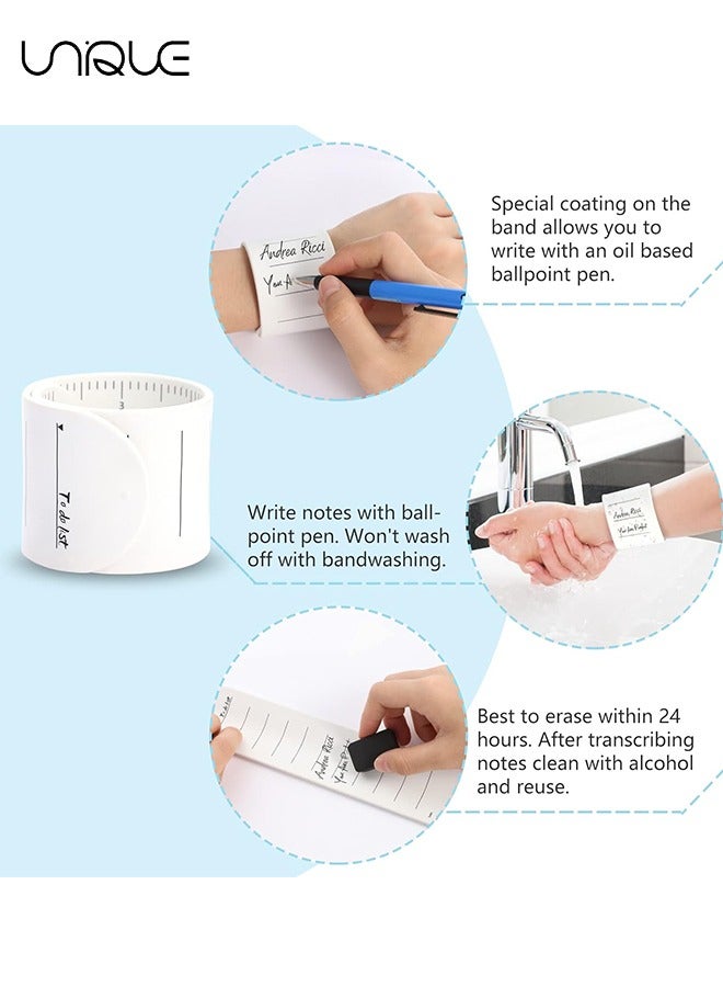 Unique 2 PCS Wearable Nurse Notepad Wristbands,Silicone Reminder Bracelet Write On Memo, Dry Erase Slap Sticky Notes w/ Ruler, Gifts for ADHD, Dementia, Vet Techs, (White) - Image 4