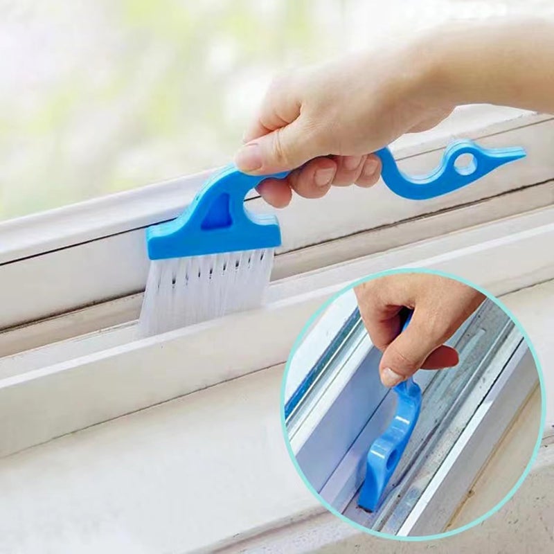 LIGOLIG 16 Pcs Hard Bristle Crevice Cleaning Brush Blue Multifunctional Small Corner Cleaning Brush Set Tool for Groove Window Tracks Bathroom Kitchen Shutter Door - Image 1