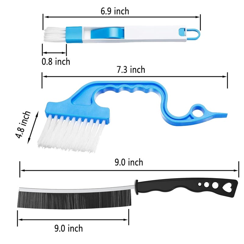 LIGOLIG 16 Pcs Hard Bristle Crevice Cleaning Brush Blue Multifunctional Small Corner Cleaning Brush Set Tool for Groove Window Tracks Bathroom Kitchen Shutter Door - Image 2