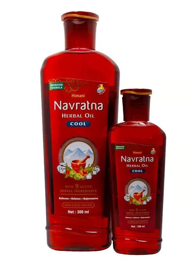 Navratna Refreshing Herbal Head & Body Massage Oil -300 +100 ml  - Image 2