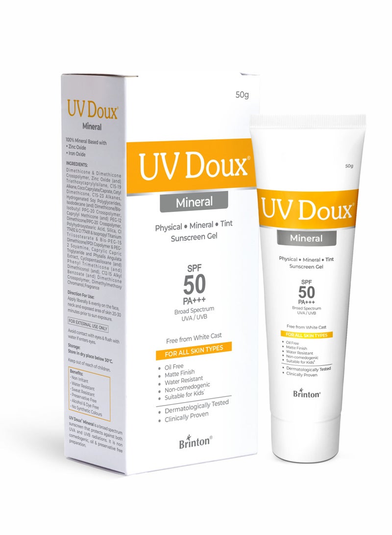 بريتون جل واقي شمس ملون معدني من يو في دوكس بعامل حماية من الشمس ٥٠ PA+++ واسع الطيف | واقي شمس معدني طبيعي ١٠٠٪ مع أكسيد الزنك وثاني أكسيد التيتانيوم بدون أي آثار بيضاء | لمسة نهائية غير لامعة ومقاومة للتعرق والماء | مناسب لجميع أنواع البشرة - Image 1