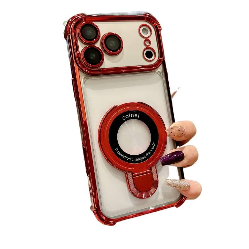 MS TPU Protective Case for iPhone 14 / 14 Plus / 14 Pro / 14 Pro Max with Kickstand and Drop Protection plus Shockproof plus Anti-Slip Grip in Red - Image 1