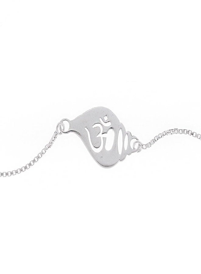 Parnika سوار Parnika 925 Om Ganesha Rudraksha Infinity Bro Shiv Bhai سوار راخي فضي قابل للتعديل للأخ في 92.5 من الفضة الإسترلينية للأولاد والرجال | شاندي كي راخي | علبة هدية رولي تشاوال (أوم في شانخ) - Image 1