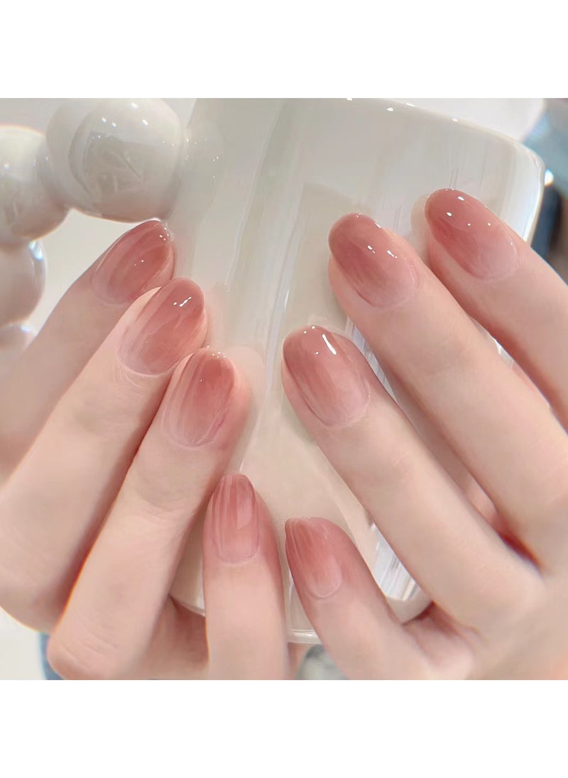 Generic 24-Piece Nude Color Gradient Wearable Nails, Short Style, Versatile, Removable, No Damage to Nails, Finished Nails Suitable for Girls  - Image 1