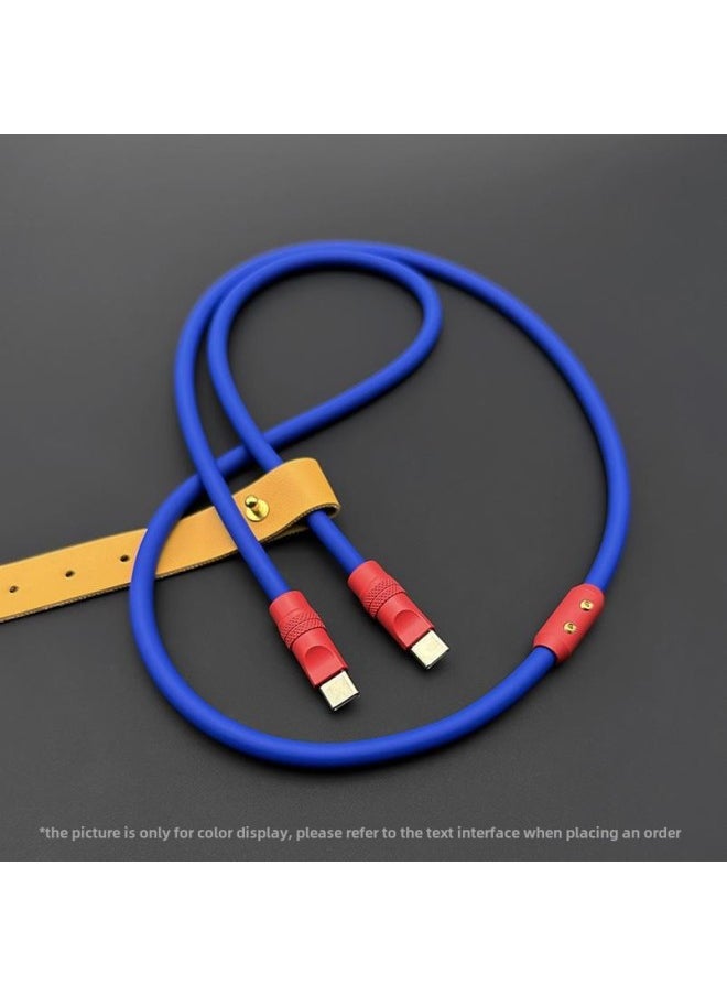 Generic - Mobile Phone Color Matching Fast Charging Silicone Tablet IPhone Data Line Apple 16Pro Computer PD For IPad-Color:Klein Blue + Red Shell + Slider-Line Length:0.5m (usb To Apple 8-14 Front/12w) - Image 1