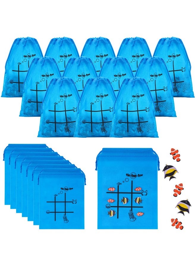 Sotiff 36 Set Tic Tac Toe Game Bulk for Boys Girls Ocean Tropical Fish Gifts Blue Tic Tac Toe with Bag Classroom Prizes Games for School Exchange Birthday Party Favor Supplies, 5.9x7.9'' - Image 1
