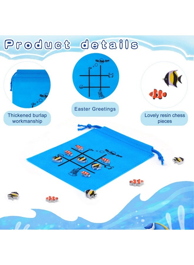 Sotiff 36 Set Tic Tac Toe Game Bulk for Boys Girls Ocean Tropical Fish Gifts Blue Tic Tac Toe with Bag Classroom Prizes Games for School Exchange Birthday Party Favor Supplies, 5.9x7.9'' - Image 3