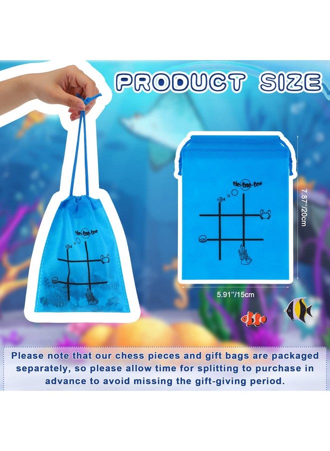 Sotiff 36 Set Tic Tac Toe Game Bulk for Boys Girls Ocean Tropical Fish Gifts Blue Tic Tac Toe with Bag Classroom Prizes Games for School Exchange Birthday Party Favor Supplies, 5.9x7.9'' - Image 2