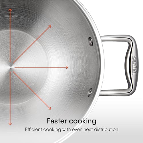 Stahl Artisan Triply 1.6 L, 20 cm Stainless Steel Kadhai with Lid, Kadai for Cooking, Stainless Steel Cookware Triply Kadai, Induction & Gas Stove Compatible - Image 5