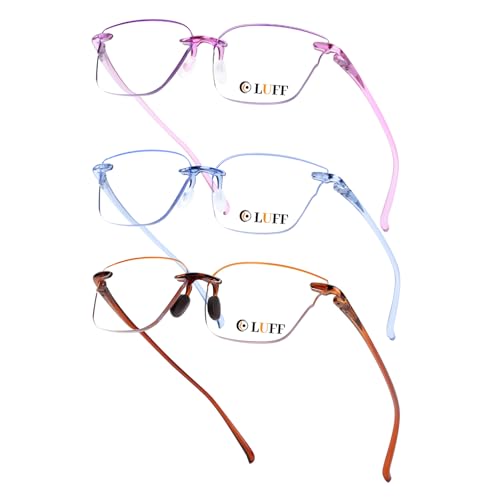 LUFF Reading Glasses for Women 1.5-3 Pack Blue Light Blocking Cat Eye Rimless Readers with HD Lenses & Anti-Slip Nose Pads, Lightweight Computer Glasses for Digital Eye Strain - Image 1