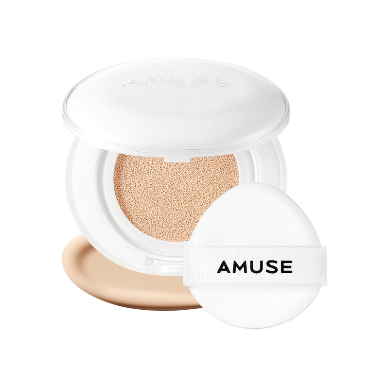 Amuse SEOUL Ceramic Skin Perfector Cushion Foundation Longlasting Lightweight Semimatte Flawless Coverage Hypoallergenic Vegan Korean Beauty 15g 052oz 02 HEALTHY