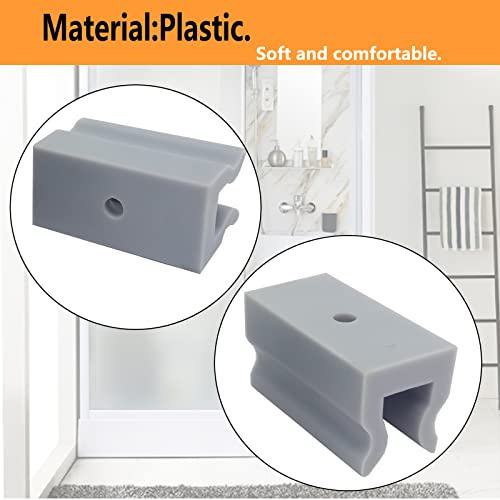 ERDANER 6pcs Shower Door Anti-Collision Block,Furniture Bottom Guide Assembly,for Glass Sliding Door Shower Door Anti-Collision Block,with Screws(Grey) - Image 2