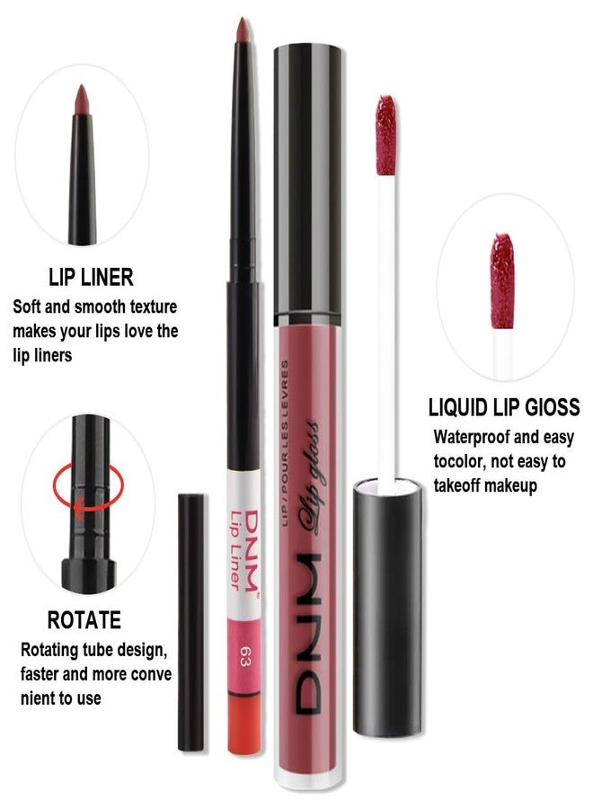 AMY'S DIARY 2Pcs Mauve Rose Matte Lip Liner and Lipstick Makeup Set, Mate Dusty Rose Lip Stain Lip Gloss Matt Liquid Lipstick 24H Long Lasting lapiz labiales mate 24 horas originales larga duracion (63#) - Image 4