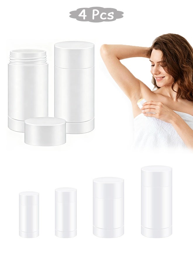 Quantum 4 Pcs Inverted Pour Empty Deodorant Stick Tubes - Refillable Solid Perfume Balm Containers - Twist Up Portable DIY Cosmetic Stick Jars for DIY Perfume Deodorant Lotion Stick Travel Cosmetic Packaging ( White) - Image 1