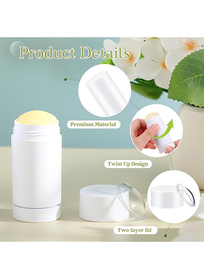 Quantum 4 Pcs Inverted Pour Empty Deodorant Stick Tubes - Refillable Solid Perfume Balm Containers - Twist Up Portable DIY Cosmetic Stick Jars for DIY Perfume Deodorant Lotion Stick Travel Cosmetic Packaging ( White) - Image 3