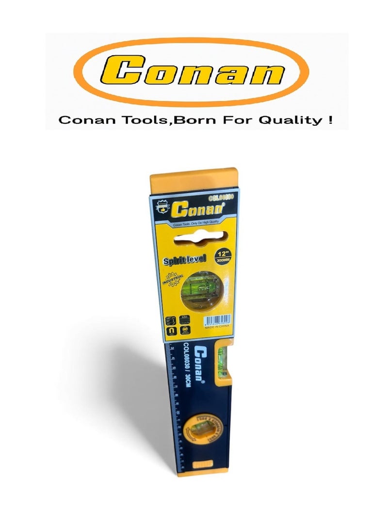 Conan Professional Spirit Level 30 cm (12 Inch) – Heavy-Duty Aluminum Body – Triple Vial Horizontal, Vertical & Angle Measurement – CM Scale Ruler – Model COL08030 - Image 5