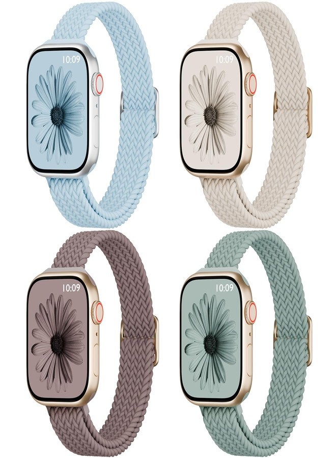 4 قطع من حزام ساعة Apple Watch 38 مم 42 مم 40 مم 44 مم 41 مم 45 مم 46 مم 49 مم للنساء والرجال، حزام رفيع من النايلون بحلقة فردية لسلسلة iWatch 11 10 9 8 7 SE 6 5 4 3 Ultra - Image 1