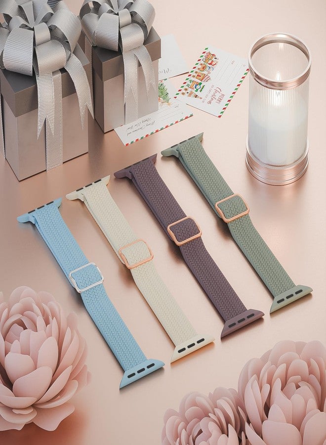 4 قطع من حزام ساعة Apple Watch 38 مم 42 مم 40 مم 44 مم 41 مم 45 مم 46 مم 49 مم للنساء والرجال، حزام رفيع من النايلون بحلقة فردية لسلسلة iWatch 11 10 9 8 7 SE 6 5 4 3 Ultra - Image 2