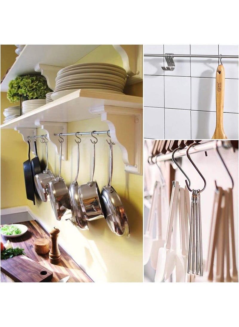 RARE-ZONE RAREZONE Heavy Duty Hooks Stainless Steel S Shaped Hanging Hangers Hooks for Kitchen Bathroom Bedroom and Office Pan Pot Coat Bag Plants Height 35 Inch Thickness 4 mm 12  - Image 2