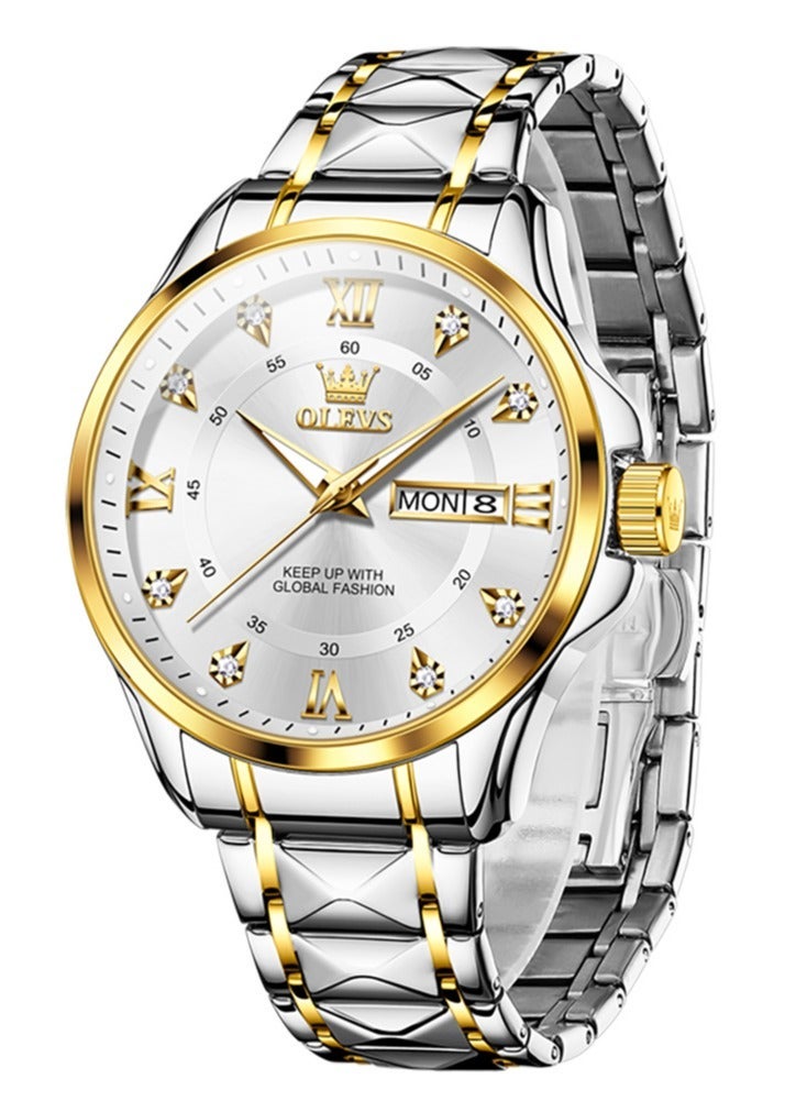 أوليفز ساعة OLEVS 2906 للرجال والنساء من الألماس الروماني الفاخر مع تقويم الأعمال وساعة مقاومة للماء - Image 3