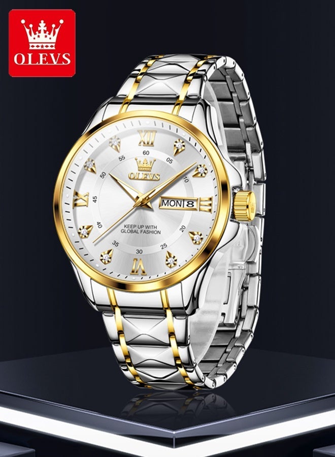 أوليفز ساعة OLEVS 2906 للرجال والنساء من الألماس الروماني الفاخر مع تقويم الأعمال وساعة مقاومة للماء - Image 1