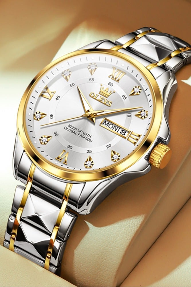 أوليفز ساعة OLEVS 2906 للرجال والنساء من الألماس الروماني الفاخر مع تقويم الأعمال وساعة مقاومة للماء - Image 2