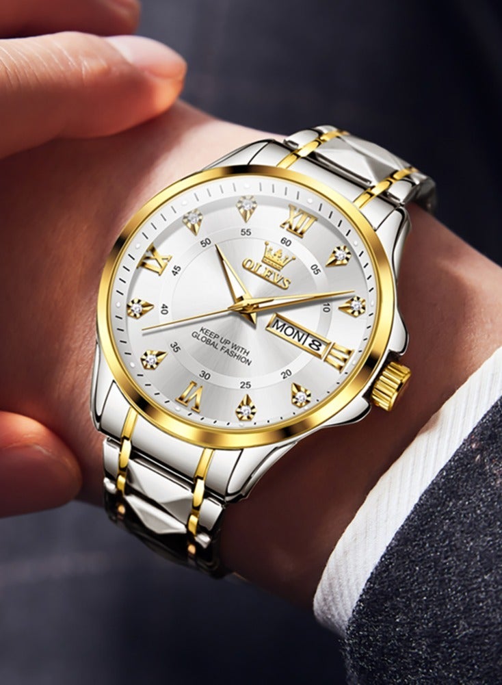أوليفز ساعة OLEVS 2906 للرجال والنساء من الألماس الروماني الفاخر مع تقويم الأعمال وساعة مقاومة للماء - Image 5