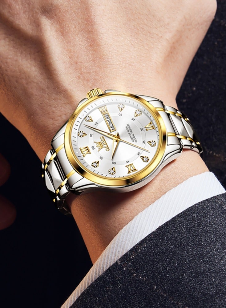 أوليفز ساعة OLEVS 2906 للرجال والنساء من الألماس الروماني الفاخر مع تقويم الأعمال وساعة مقاومة للماء - Image 4